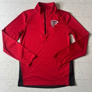 Atlanta Falcons Youth Medium 10/12 Red Black Quarter Zip Pullover NFL Shirt